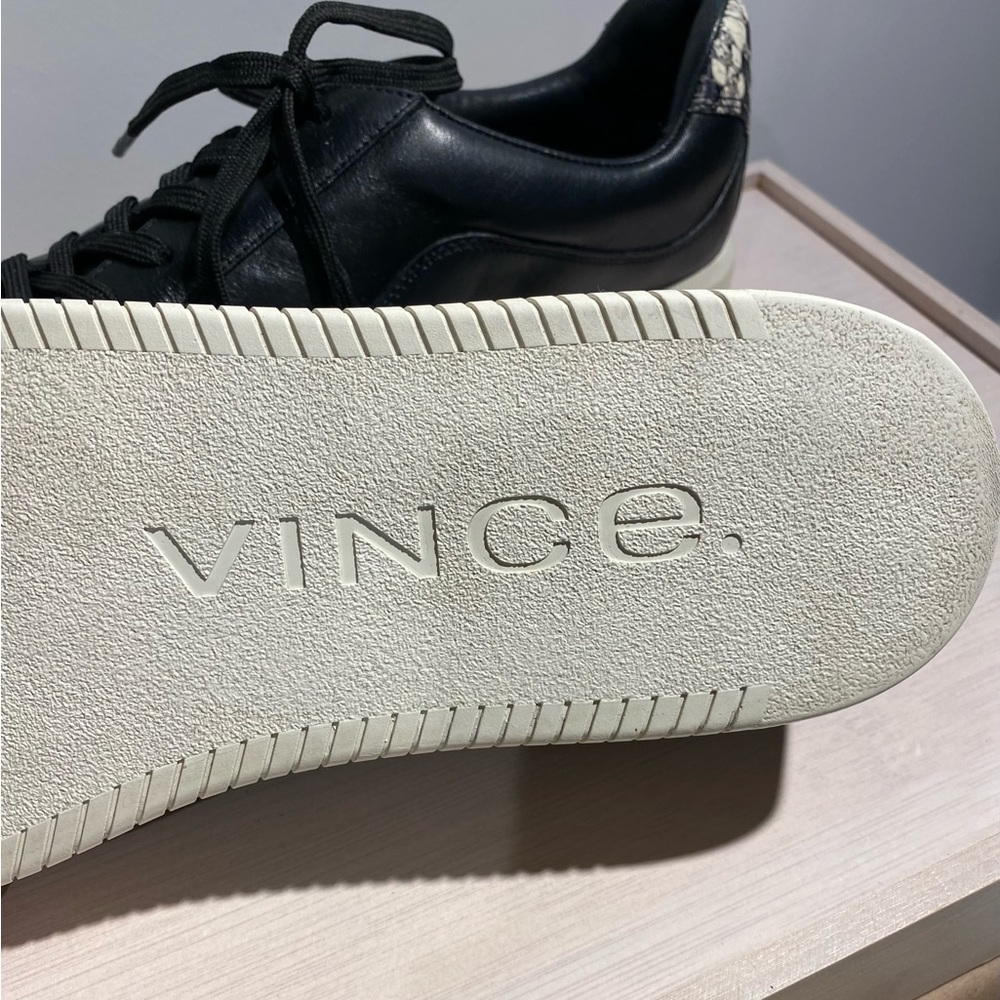 Vince Low Top Leather Lace-Up Sneaker with Snakeskin Accent - Picture 3 of 8